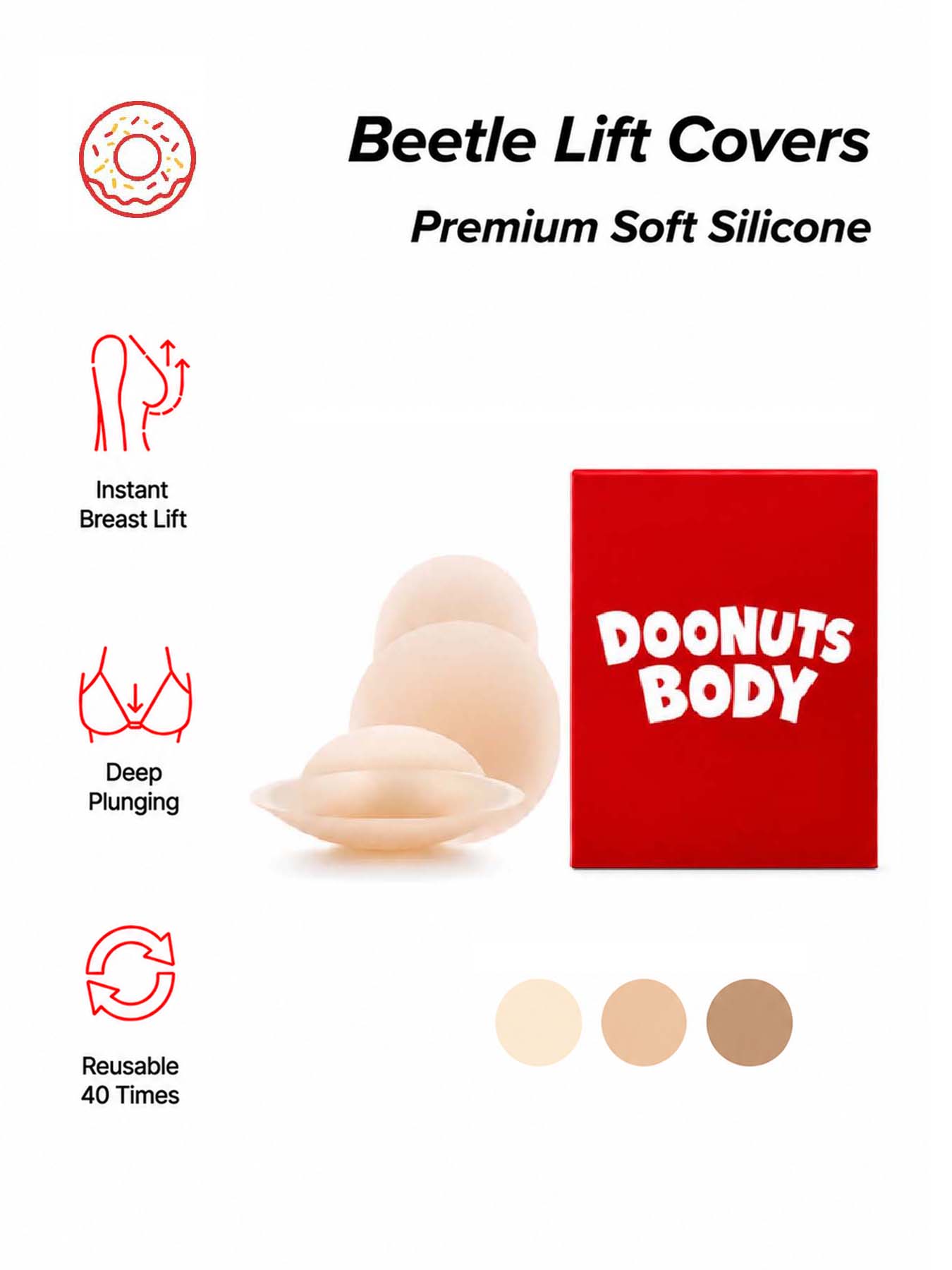 Nipple Cover Pasties - DOONUTS: protectores de pezón invisibles, reutilizables,